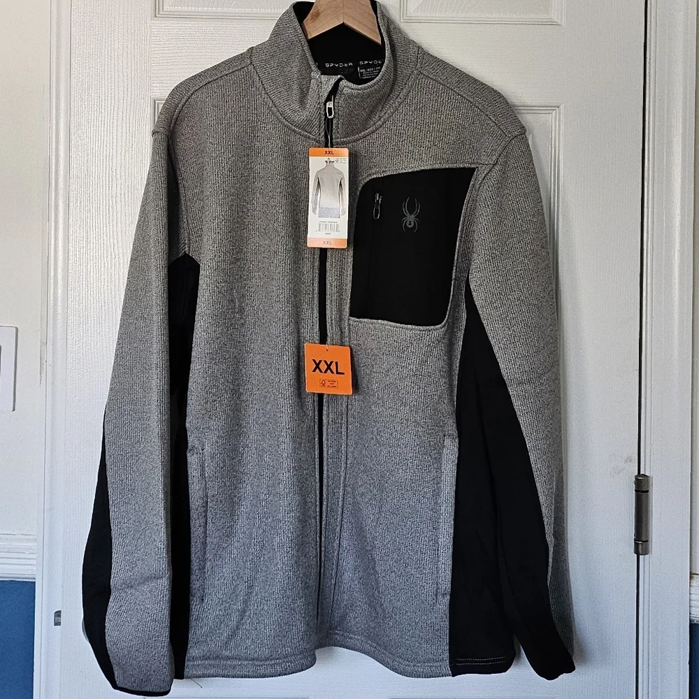 Spyder Men’s Full Zip Performance Jacket Gray Black NWT - XXL & L - Picture 3 of 16
